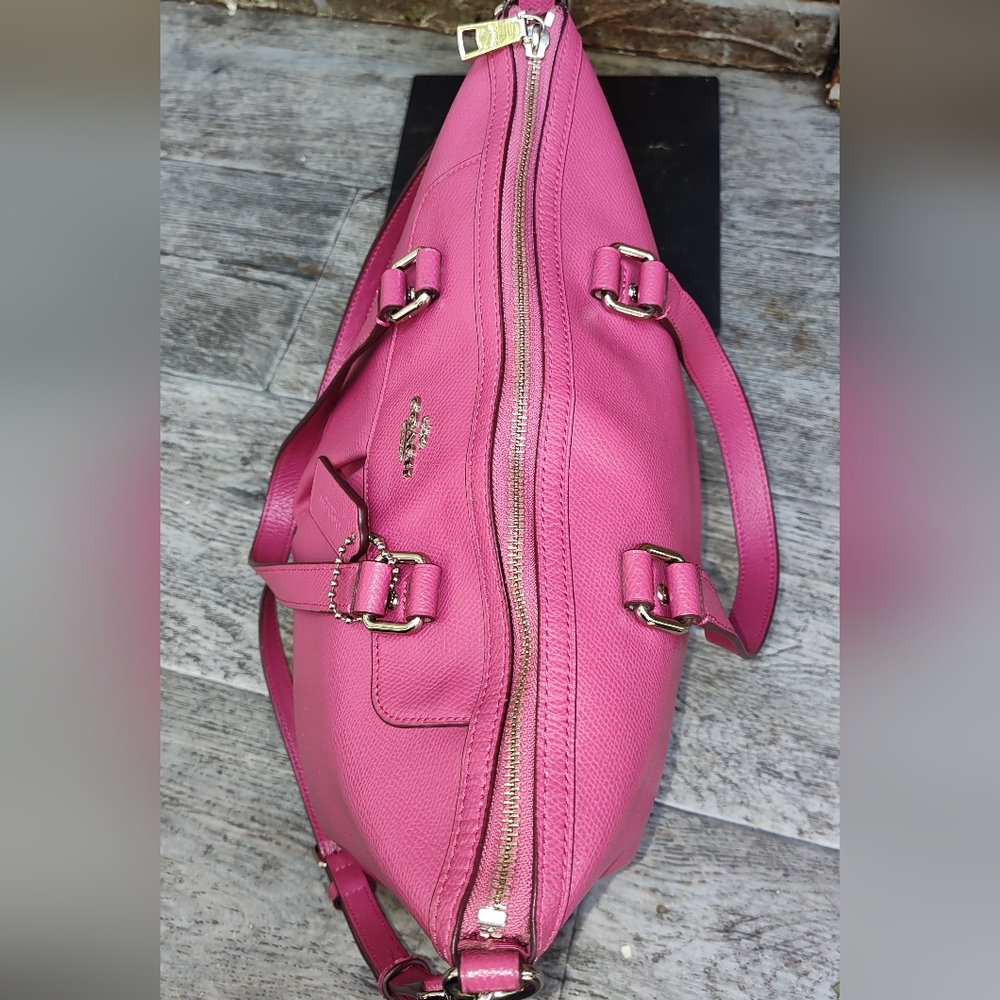 Coach cross Grain pink Leather Pleated Tote Shoulder bag - Picture 6 of 11